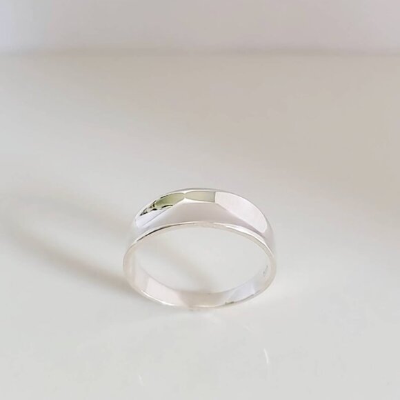 Small Concave Ring, Sterling Silver Concave Ring - 925 Stamped, Boho Chic, - Picture 5 of 9